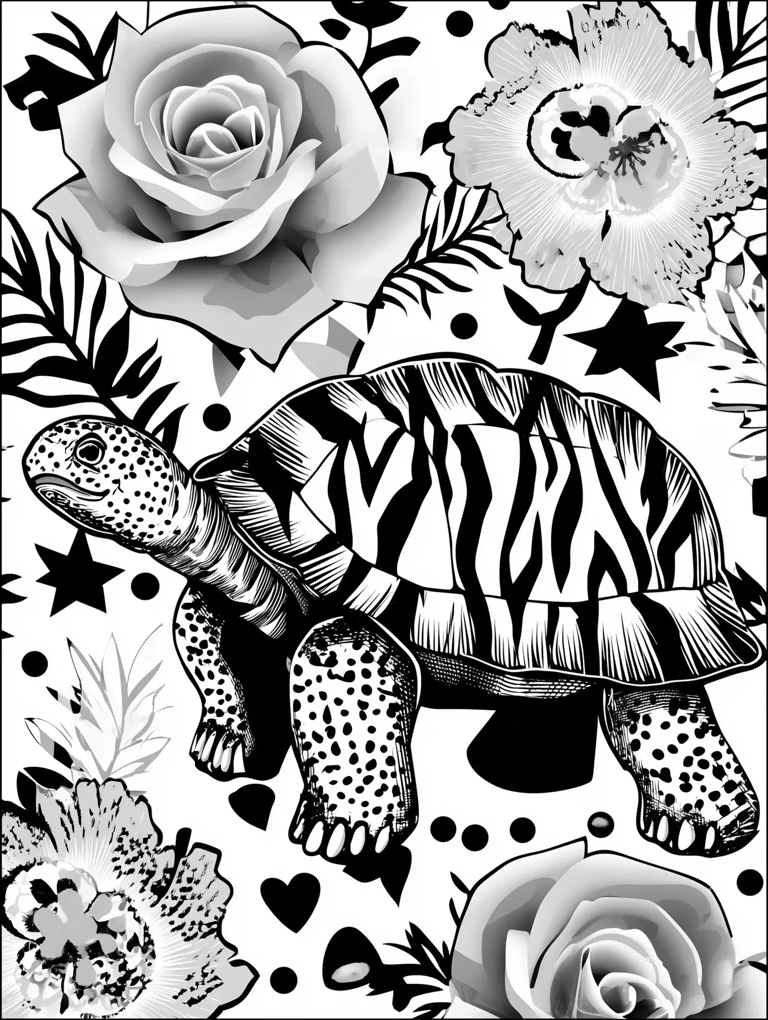 Free printable zoo coloring sheet featuring a tortoise walking calmly